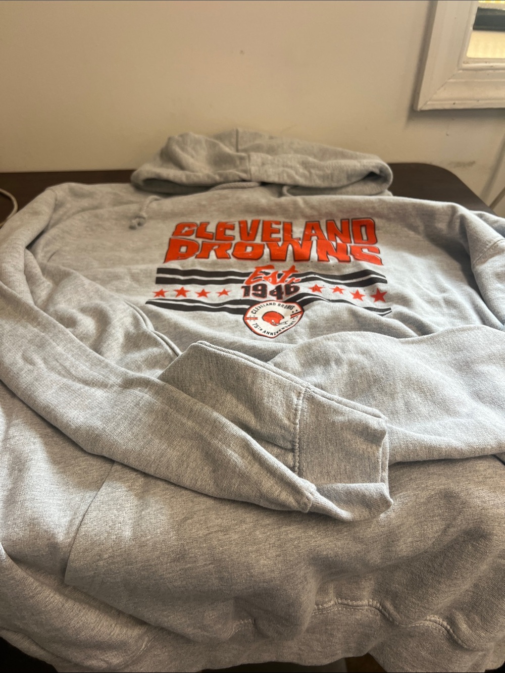 NFL Gray Cleveland Browns Pullover Hoodie with Orange Logo